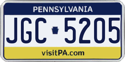 PA license plate JGC5205