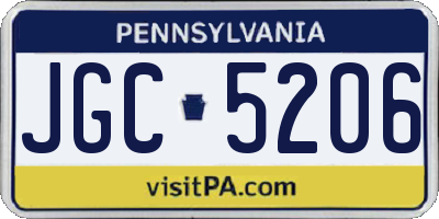 PA license plate JGC5206
