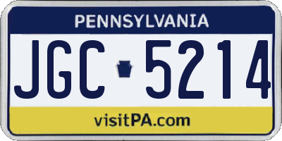 PA license plate JGC5214