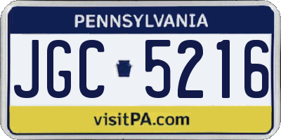 PA license plate JGC5216