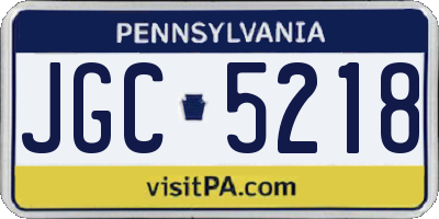 PA license plate JGC5218