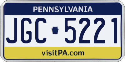PA license plate JGC5221