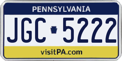PA license plate JGC5222