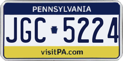 PA license plate JGC5224