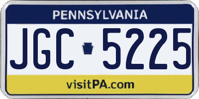 PA license plate JGC5225