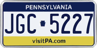 PA license plate JGC5227