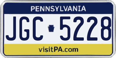 PA license plate JGC5228