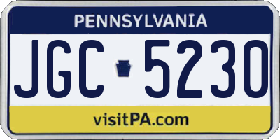 PA license plate JGC5230