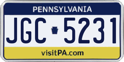 PA license plate JGC5231
