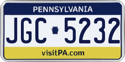 PA license plate JGC5232