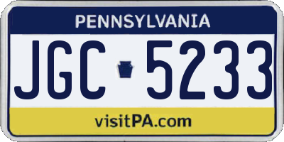 PA license plate JGC5233