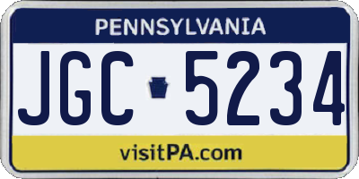 PA license plate JGC5234