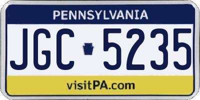 PA license plate JGC5235