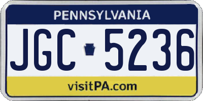 PA license plate JGC5236
