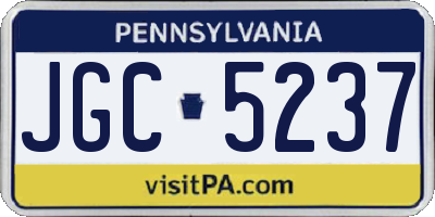 PA license plate JGC5237
