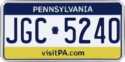 PA license plate JGC5240