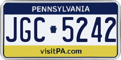 PA license plate JGC5242