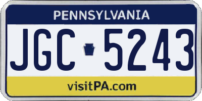 PA license plate JGC5243