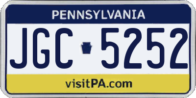 PA license plate JGC5252