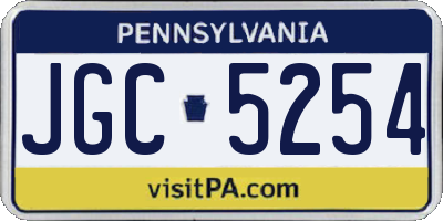 PA license plate JGC5254