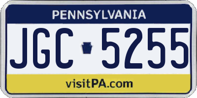 PA license plate JGC5255