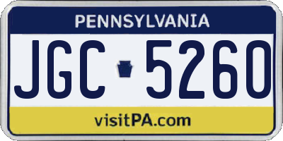 PA license plate JGC5260