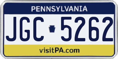PA license plate JGC5262