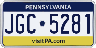 PA license plate JGC5281