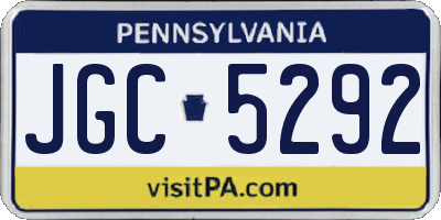 PA license plate JGC5292