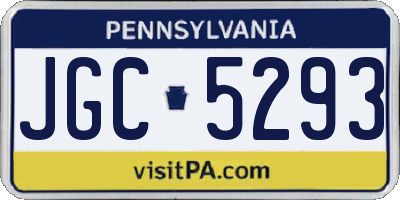 PA license plate JGC5293