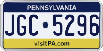PA license plate JGC5296
