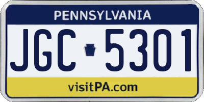 PA license plate JGC5301