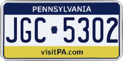 PA license plate JGC5302