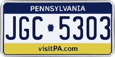 PA license plate JGC5303