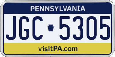 PA license plate JGC5305