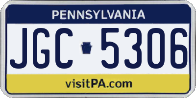 PA license plate JGC5306