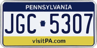 PA license plate JGC5307