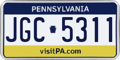 PA license plate JGC5311