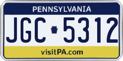 PA license plate JGC5312