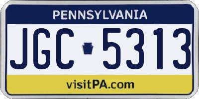 PA license plate JGC5313