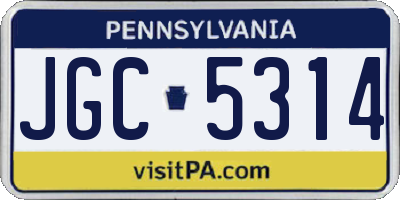 PA license plate JGC5314