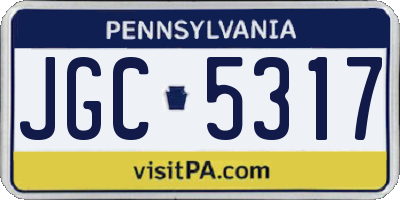 PA license plate JGC5317