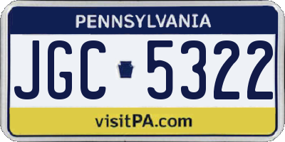 PA license plate JGC5322