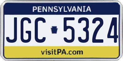 PA license plate JGC5324
