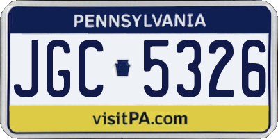 PA license plate JGC5326