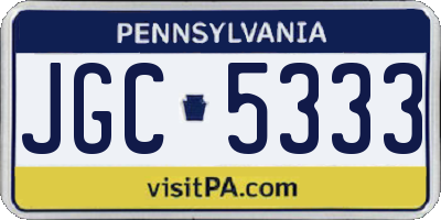PA license plate JGC5333