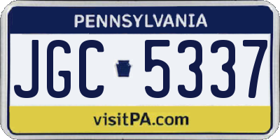 PA license plate JGC5337