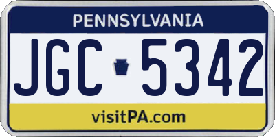 PA license plate JGC5342
