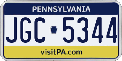 PA license plate JGC5344