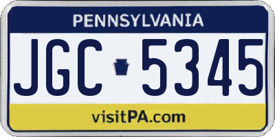 PA license plate JGC5345
